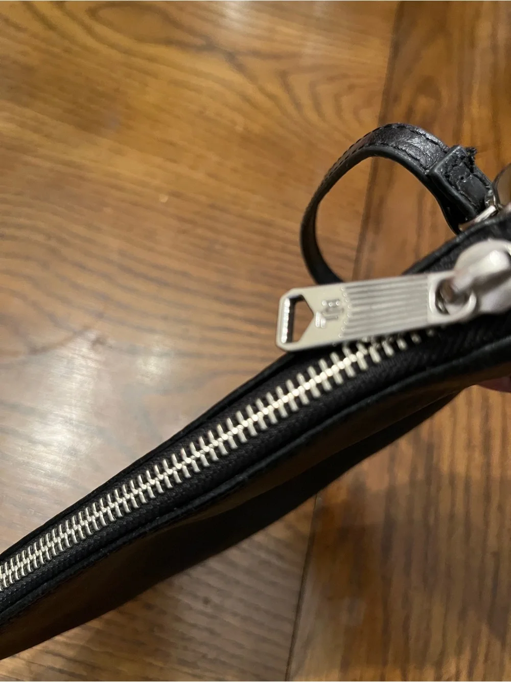 Lauren‎ Ralph Lauren Black Leather Wristlet with Metal Logo Plate